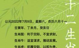 秦阳明每日生肖运势2022年7月9日