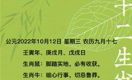 秦阳明每日生肖运势2022年10月12日